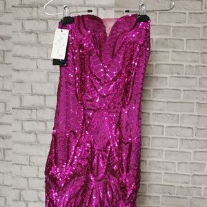 PROM sequin dress fuchsia. Ladies XS
